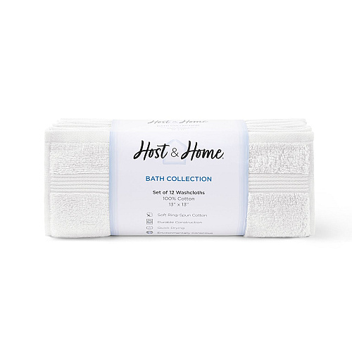 Host & Home Washcloth 13x13 White - Pack Of 12 (WC-HH-1313-1.5-WHT)