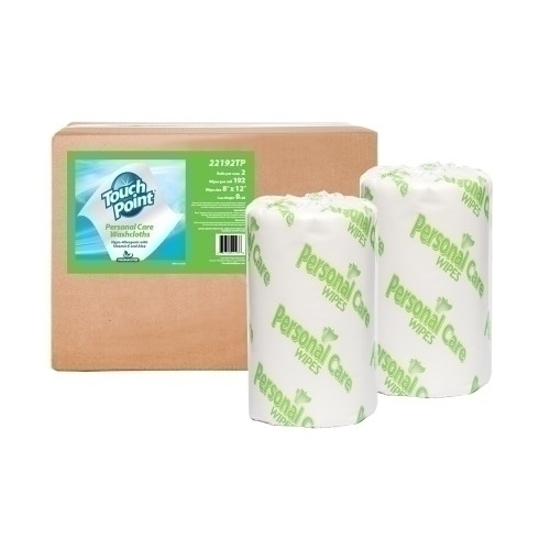 Touchpoint Personal Care Washcloths (8”x12”) Junior Roll, 192/rl - Case Of 2 Rolls (22192TP)
