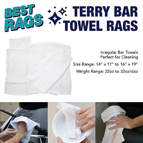W69 Bar Mop Terry Wipers White - 25lb Box (N-W69-25)