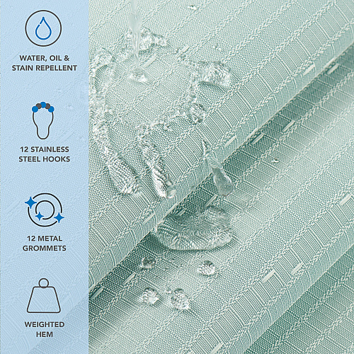 Host & Home Poly Shower Curtain Set 72x72 Raindrop Silt Green - 1 Set (P-SCSET-7272-GR)