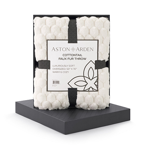 Aston & Arden Cottontail Faux Fur Throw 50x70 Ivory - 1 Blanket (P-TH-FF-5070-IV)