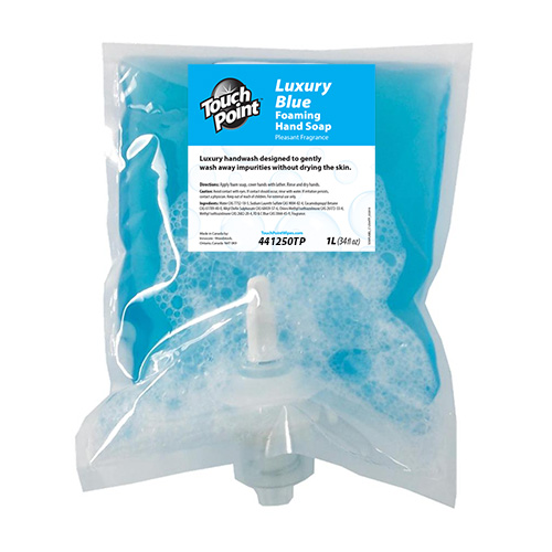 Touch Point Luxury Blue Foaming Hand Soap, 34 Fl Oz, 4 Pouches/case, Case Of 4 (441250TP)