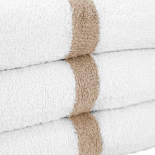 Power Gym Bath Towel 22x44 Beige Stripe, Pack Of 6 (PNP-PWR-2244-6BGCS)