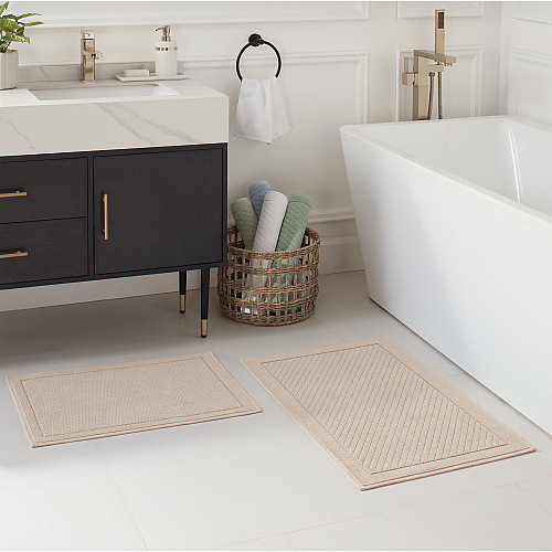 Host & Home Cotton Bath Mat Set 17x24/20x32 - Almond Milk - 2pc Set (P-HH-BM-2PK-BG)