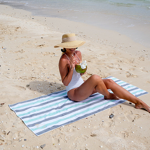 Cabo Cabana Beach Towel 30x70 Grey/green - Pack Of 4 (CABOCABANA-GY/GR)