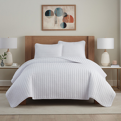 Host & Home Brushed Microfiber Quilt Set - Queen, White - Case Of 4 (MFQT-FQSET-WH)