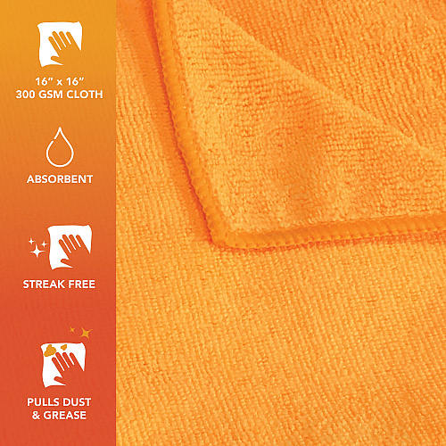 Smart Choice Microfiber Cloths 16x16 49gm Orange, Pack Of 12 (PNP915100-OR)