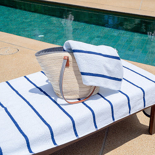 Las Rayas Chaise Cover 30x85 Navy - Case Of 12 (CC-HS3085NV-2PK-CS)