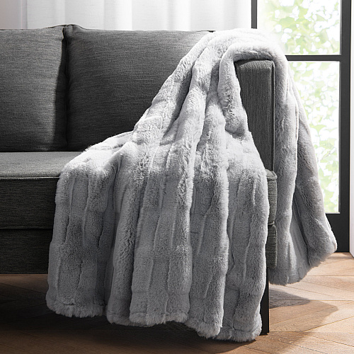 Aston & Arden Luxe Mink Faux Fur Throw 50x70 Light Grey - Case Of 3 (TH-FF-5070-LG)
