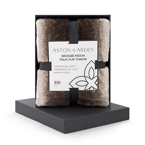 Aston & Arden Bronze Moon Faux Fur Throw 50x70 Brown - 1 Blanket (P-TH-FF-5070-BR)