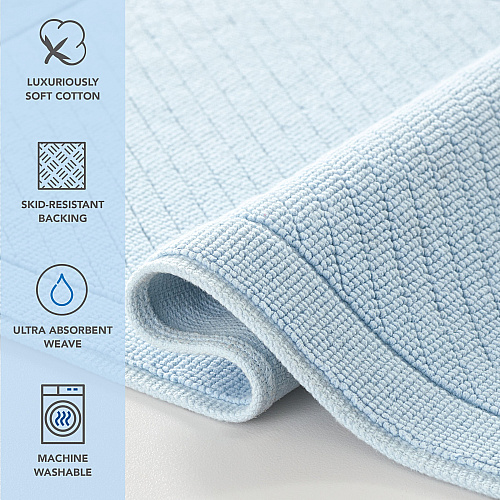 Host & Home Cotton Bath Mat 24x36 Light Blue - Case Of 4 (HH-BM-2436-LB)