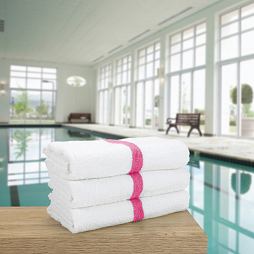 Power Gym Bath Towel 22x44 Pink Stripe, Case Of 60 (PWR-2244-6PKCS-CS)
