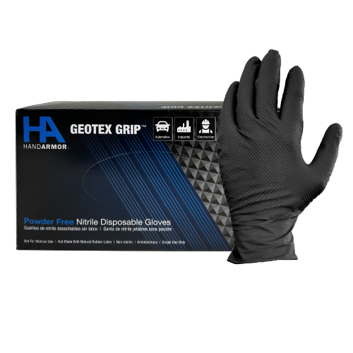 Hand Armor Nitrile Textured Gloves, Powder Free, 9 Mil, Black, Medium - Box Of 100 (GDNT107BKM)