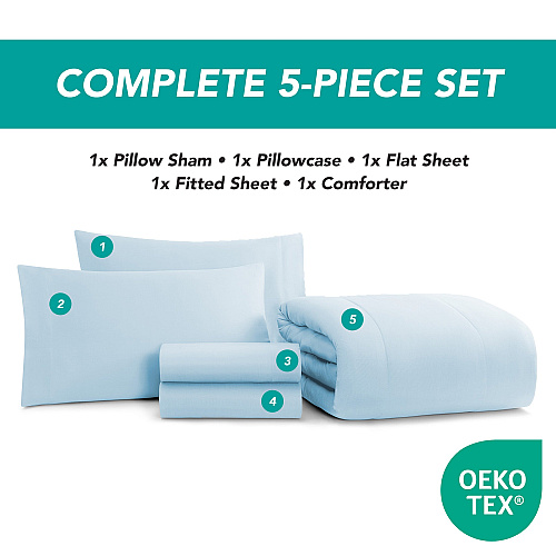 Family Essentials Bed In Bag 5pc Set - Twin - Blue - 1 Set (P-BIAB-TW-BL)