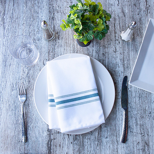 Mariposa Bistro Napkin 18x22 Hunter Green Stripe - Pack Of 12 (BISTRO-HG)