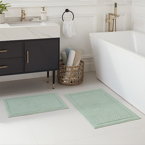 Host & Home Cotton Bath Mat Set 17x24/20x32 - Silt Green - 2pc Set (P-HH-BM-2PK-GR)