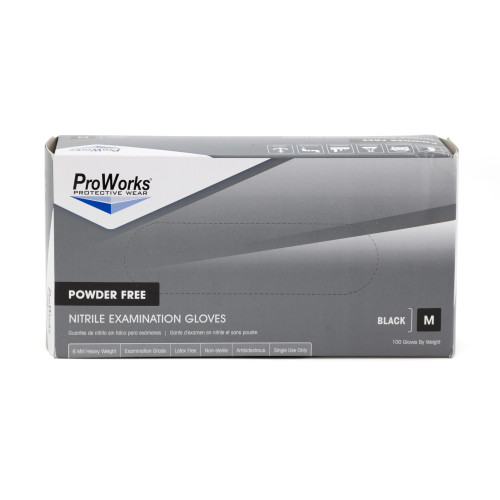 Safety Zone Nitrile Powder Free 7 Mil Exam Gloves - Black, Med - Box Of 100 (GL-N107FM)