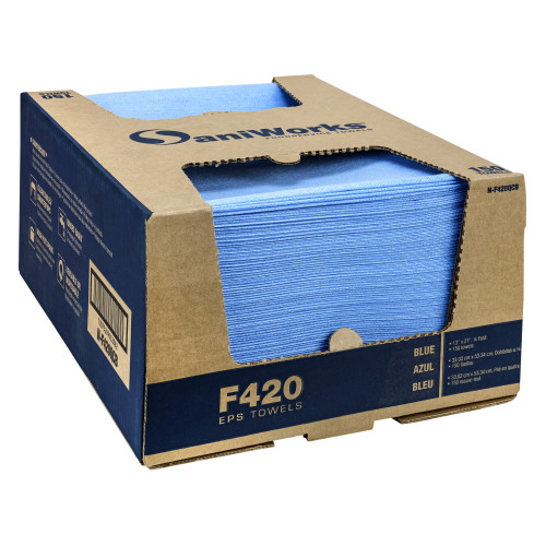Saniworks Eps Towels, Blue, 13x21, 1/4 Fold - Case Of 150 (N-F420QCB)