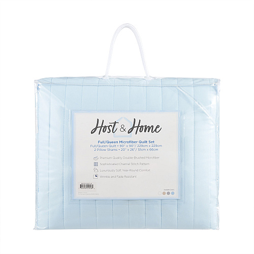 Host & Home Brushed Microfiber Quilt Set - Twin, Light Blue - 1 Set (P-MFQT-TWSET-LB)