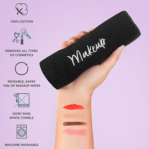 Host & Home Cotton Makeup Towel 11x17 Black - Case Of 144 (HHMU-1117-BK-CS)