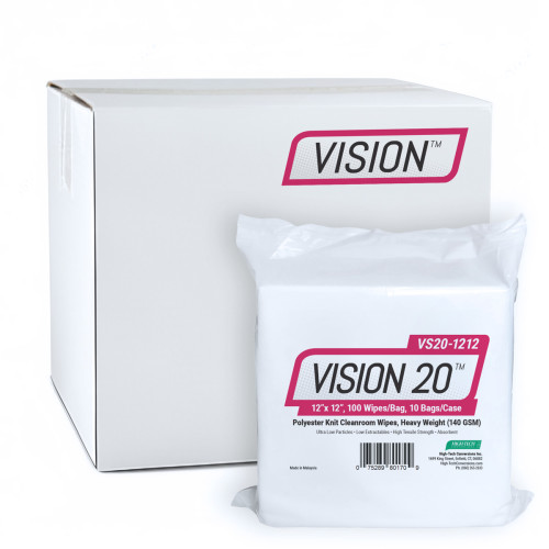 Poly Cleanroom Wipes 12x12 Hw 140gsm Polyknit 100 Bag 10bag Cs, Case Of 1000 (VS20-1212)