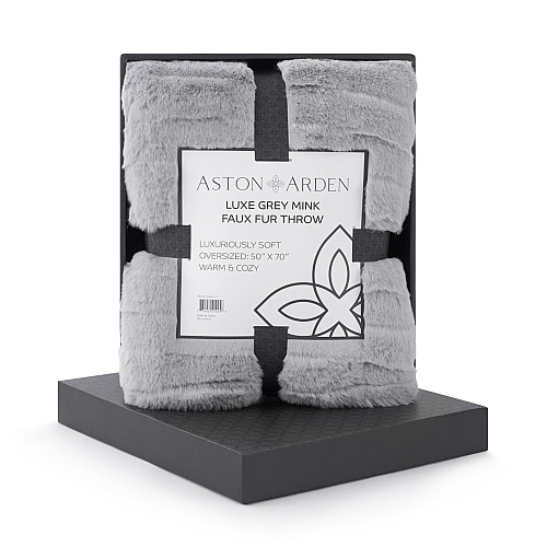 Aston & Arden Luxe Mink Faux Fur Throw 50x70 Light Grey - Case Of 3 (TH-FF-5070-LG)