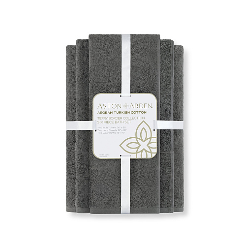 Aston & Arden Turkish Solid 6-piece Set Pewter Gray - 1 Set (PNP-BST-TS-PTR)
