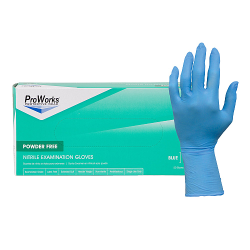 Proworks Nitrile Powder Free 8 Mil 12" Exam Gloves Blue Xl - Box Of 50 (GL-N108EPF-XLG)