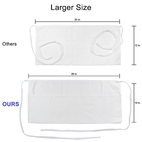 Mariposa Waist Apron 26x12 White, Pack Of 12 (P-WAISTAPRON-WHT)