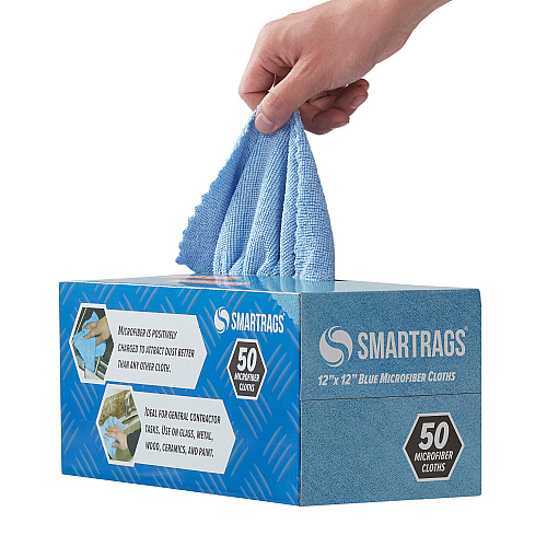 Smart Rags Microfiber Cloths 12x12 Blue, Pack Of 50 (M950B-innerbx)