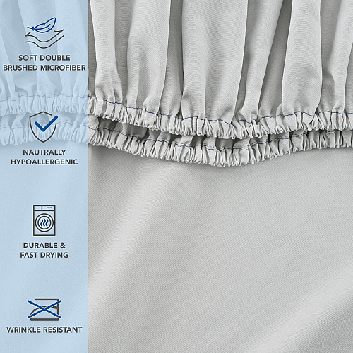 Host & Home Microfiber Fitted Sheets Queen - Gray W/ Blue Hem - Pack Of 6 (P-MFS-608012-GY)