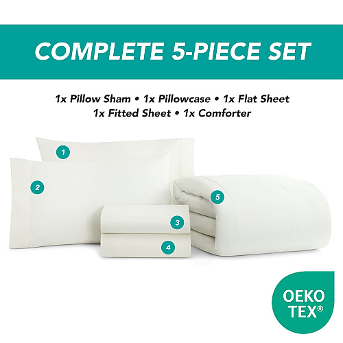 Family Essentials Bed In Bag 5pc Set - Twin - White - Case Of 6 Sets (BIAB-TW-WH)