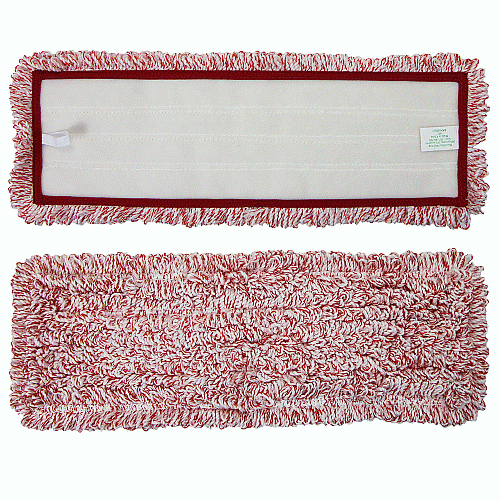 Wet & Dry Microfiber Mop Pad Looped 18" Red, Pack Of 12 (PNP860018R)