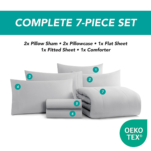 Family Essentials Bed In Bag 7pc Set - King - Grey - Case Of 6 Sets (BIAB-KG-GY)
