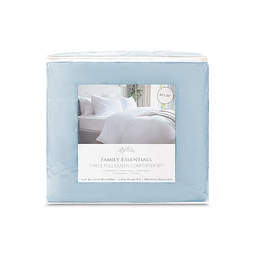 Family Essentials Bed In Bag 7pc Set - Queen - Blue - 1 Set (P-BIAB-FQ-BL)