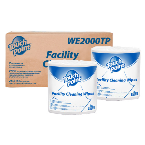 Touch Point Facility Cleaning Wipes, 8"x5", 2000 Wipes/roll - Case Of 2 Rolls (WE2000TP)