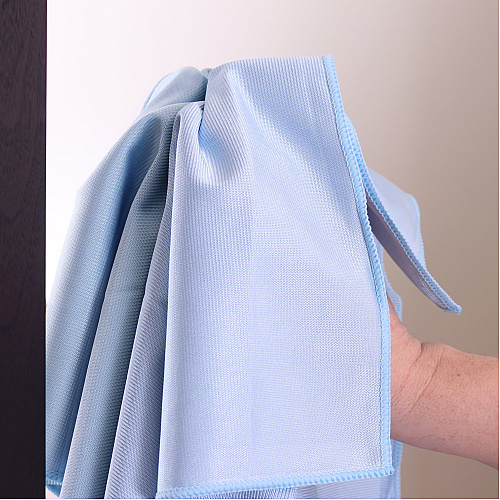 Microfiber Cloths Glass 270 Gsm Blue 16x16 15 Dz/cs, Pack Of 12 (MFCGL2701616BL)