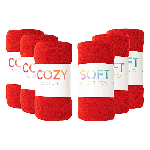 Cozy Soft Polar Fleece Throw 50x60 Red - Case Of 12 (FLC-PLR-5060-RD-CS)