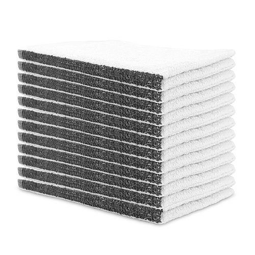 Qwick Wick Bar Mop Towel 30oz Black Stripe - Case Of 60 (N030-W65BLK-5DZ)