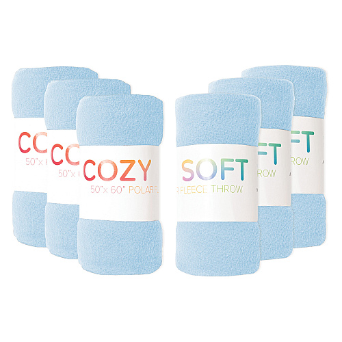 Cozy Soft Polar Fleece Throw 50x60 Blue - Case Of 24 (FLC-PLR-5060-6PK-LB)