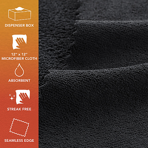Smart Rags Microfiber Cloths 12x12 Black, Pack Of 50 (M950BLK-INNERBX)