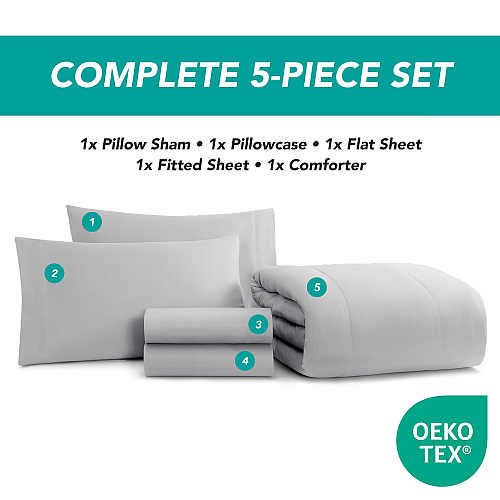Family Essentials Bed In Bag 5pc Set - Twin - Grey - 1 Set (P-BIAB-TW-GY)