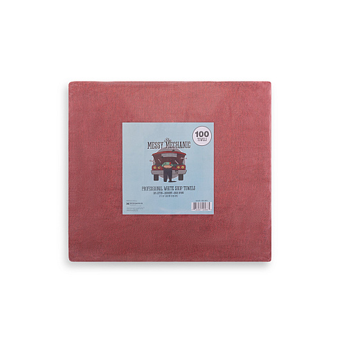 Messy Mechanic Shop Towels 100 Pack 12x14 Red, Bag Of 100 (PNP-SHOP-100-RD)