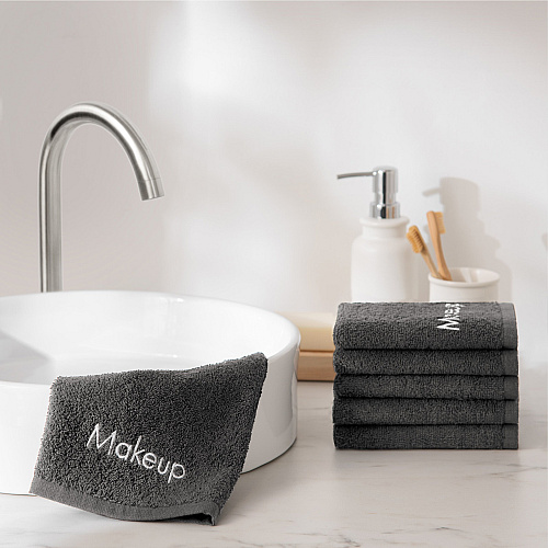 Cotton Makeup Washcloth 13x13 Gray - Case Of 144 (MKUP-1313-GY-CS)