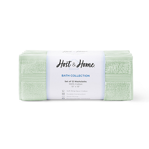 Host & Home Washcloth 13x13 Green - Case Of 60 (HHWC-1313-GR-CS)
