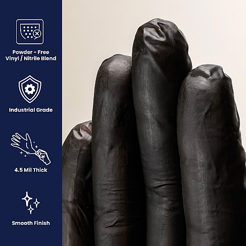 Vyblend Synthetic Vinyl Powder Free 4.5 Mil Gloves Black Xl, Case Of 1000 (GL-VN104BKFX)