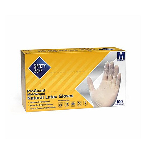 Safety Zone Latex Powdered Industrial 5 Mil Glove Natural Med, Case Of 1000 (GRDR-MD-1-T)
