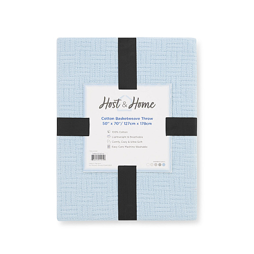 Host & Home Cotton Throw Blanket 50x70 Light Blue - Case Of 4 (THROW-COT-5070-LB)