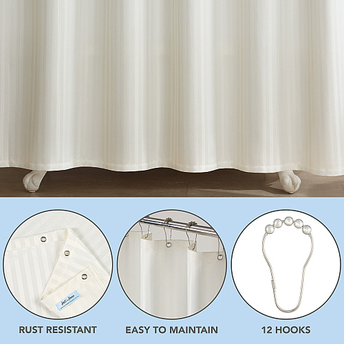 Host & Home Poly Shower Curtain Set 72x72 Damask Bright White - 1 Set (P-SCSTD-7272-WH)