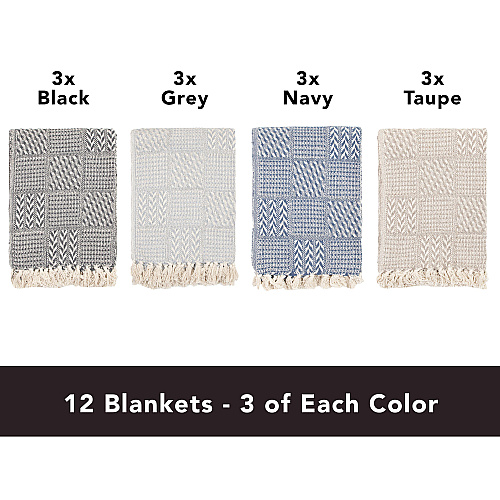 Common Ground Throw 50x70 Block Pattern - Case Of 12 (THROW-BLK-50X70-CS)